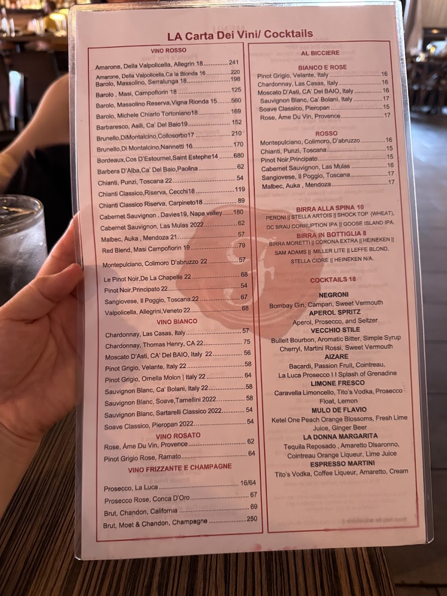 Menu Flavio Restaurant Dc-1