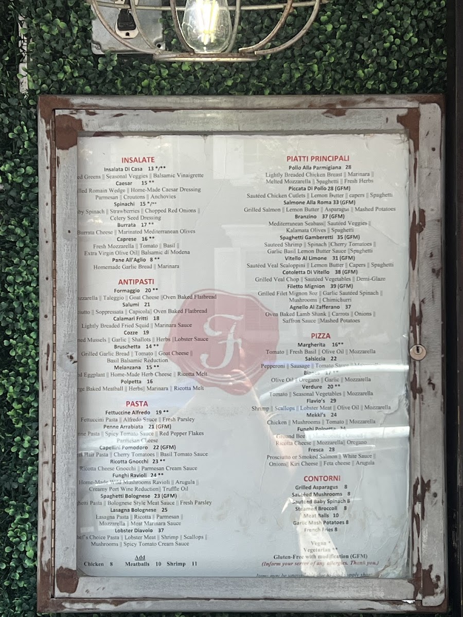 Menu Flavio Restaurant Dc-3